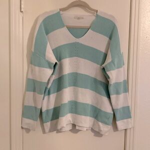 Mint and white striped sweater
